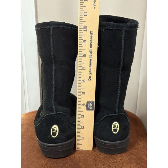 BEARPAW MEADOW MID-CALF SUEDE WINTER BOOTS BLACK FLATS WOMENS SIZE 6 - Picture 4 of 7